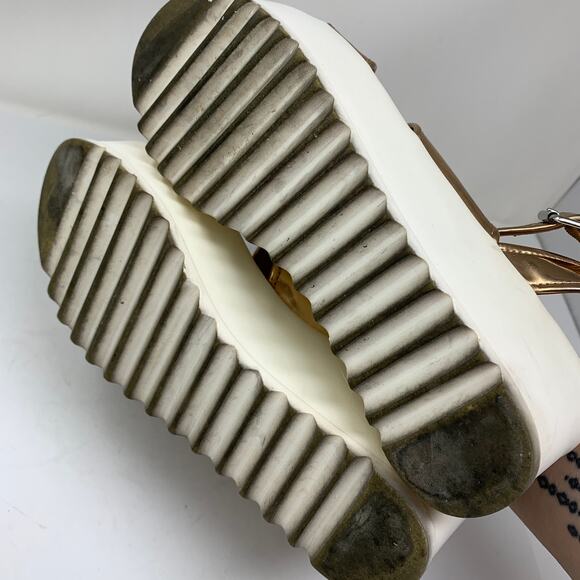 Steve Madden Snorkell Platform Sandals Womens 10 Rose Gold Metallic White - Picture 5 of 6